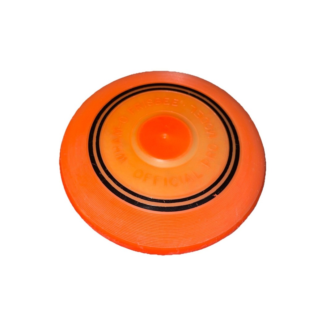 VINTAGE WHAM-O 1966 OFFICIAL PRO MODEL‎ ORANGE BLACK FRISBEE FLYING DISC 9 3/8"